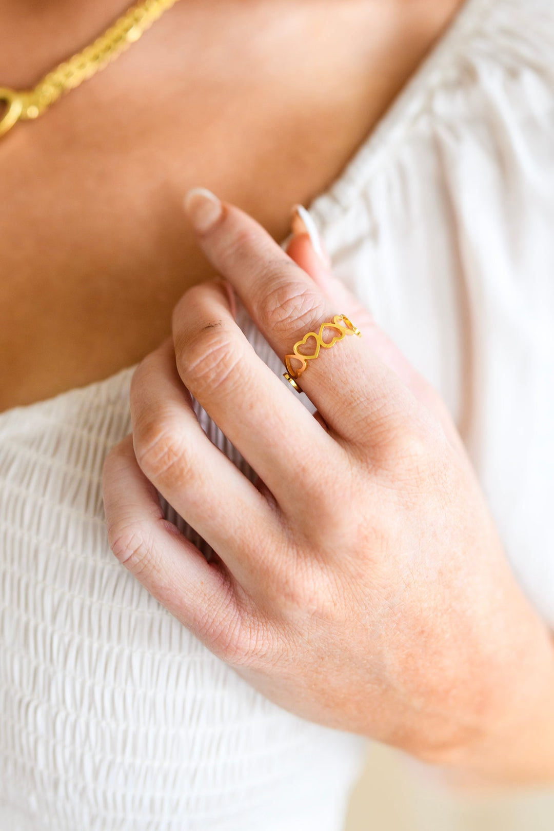 Hearts Gold Ring | Women's Hearts Gold Ring | MyTrendyTees